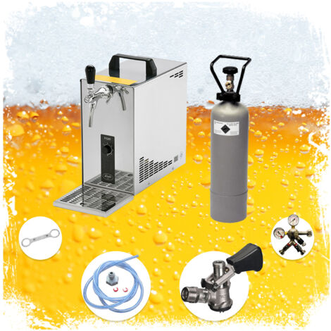 Komplett Set - Zapfanlage, Bierzapfanlage, Bierkoffer, Durchlaufkühler PYGMY 25 1-leitig Trockenkühler, 35 Liter/h, Zapfkopf:NC Adapter