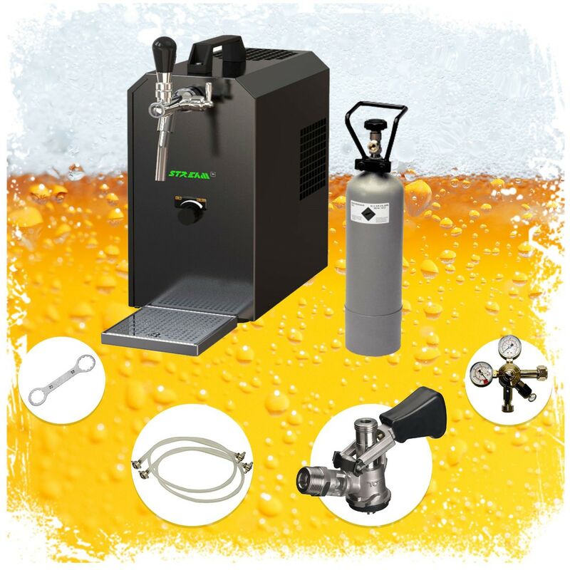 Ich-Zapfe Komplett Set - Zapfanlage Stream 50 Bierkoffer, Bierzapfanlage, Durchlaufkühler 1-leitig Trockenkühler, Ohne