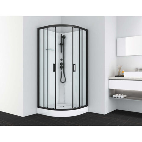 Komplettduschkabine DALLAS BLACK - mit Schnellmontage 90 x 90 x 210 c