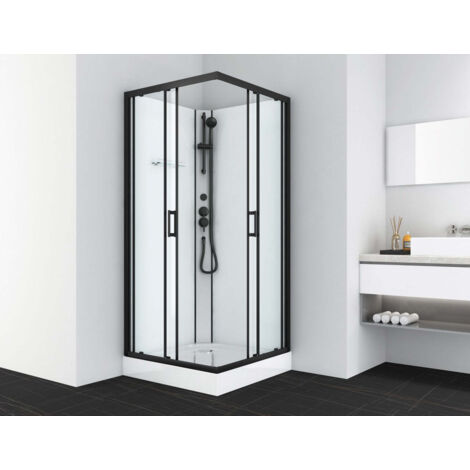 Komplettduschkabine DENVER BLACK - mit Schnellmontage 90 x 90 x 210 cm
