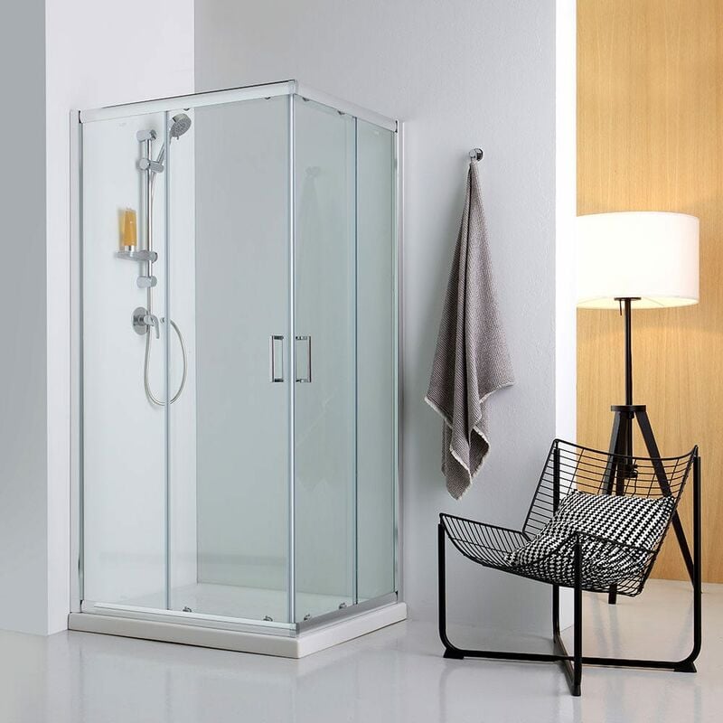 Kiamami Valentina komplette duschkabine 120X80 mit transparenten türen und keramik duschwanne  - Onlineshop ManoMano