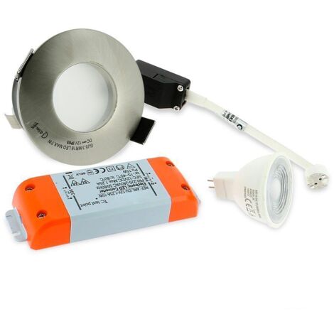 ECLAIRAGE DESIGN Kompletter LED-Strahler für Badezimmer IP65, gebürsteter Stahl, 82 mm + MR16-Glühbirne Farbtemperatur: Warmweiß 3000K