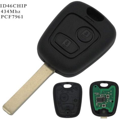 MUMU Kompletter Schlüssel mit zu programmierender Elektronik PLIP Peugeot 107 207 307 407 106 206 306 406 Citroen C1 C2 C3 C4 C5 C6 C8 Xsara Saxo Berlingo FERNBEDIENUNGS-Gehäuse @Pro-Plip