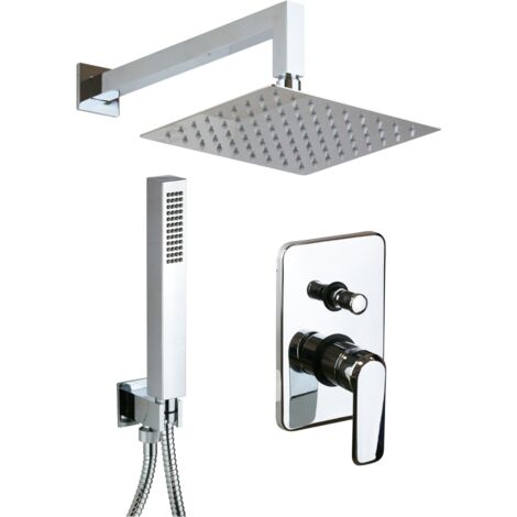 Komplettes Duschset mit quadratischem Regenkopf Pollini Design A474577356R  Chrom