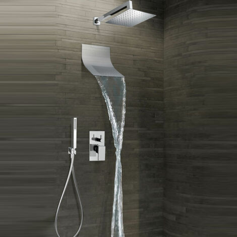 Komplettes Duschset mit Regen- und Schwallbrause aus verchromtem Edelstahl Keller Taps