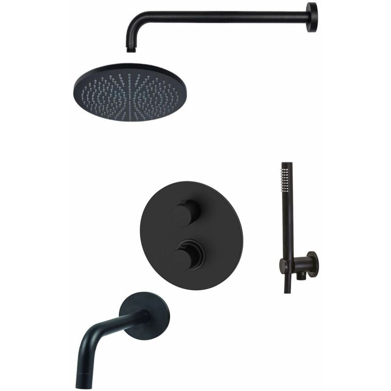 Ensemble de douche complet noir mat avec bec de bain Paffoni Light KITLIQ019NOV