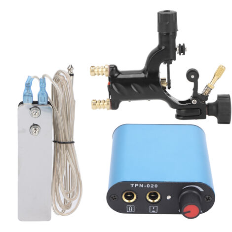 Komplettes Set für Tätowierer – Professionelle Tätowiermaschine mit Netzteil und Fußpedal – Kompatibel mit europäischem Stecker