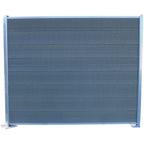Komplettes Starter-/Endset für coextrudierten Verbundzaun 1,50 L x 1,80 H (wendbare Lamellen) – Farben – Anthrazitgrau/Hellgrau, Höhe – 180 cm, Länge – 150 cm