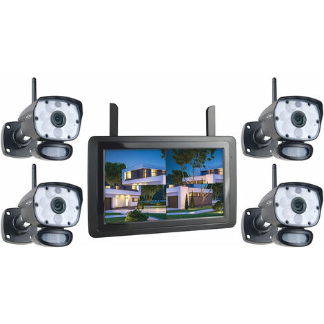 Komplettes Überwachungs-Set 4 Kameras Full HD Monitor App Bewegungsmelder
