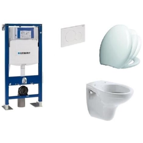 KOMPLETTPAKET HÄNGE-WC GEBERIT FREISTEHEND + DELTAPLATTE WEISS + BECKEN JACOB DELAFON BRIVE + SITZ SIAMP VALLAURIS