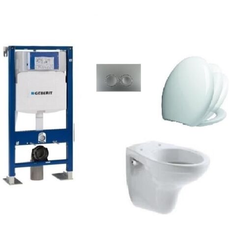 KOMPLETTPAKET HÄNGETOILETTE GEBERIT FREISTEHEND + PLATTE DELTA CHROME + BECKEN JACOB DELAFON BRIVE + SITZ SIAMP VALLAURIS