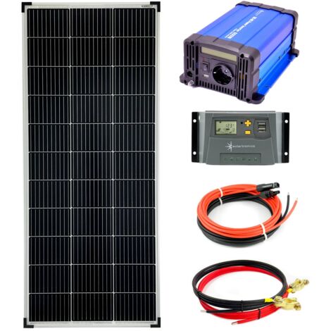 Komplettset 1x140 Watt Solarmodul 1270x590 600 Watt FS600D12V Wandler 10A Laderegler Solaranlage