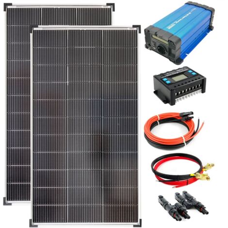Komplettset 2x120 Watt Solarmodul 1070x585 1000 Watt FS1000D12V Spannungswandler 20A Laderegler