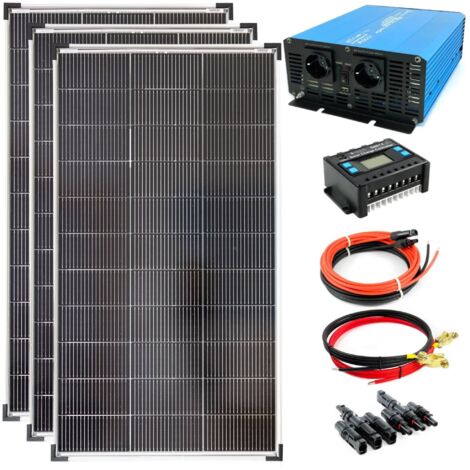 Komplettset 3x120 Watt Solarmodul 1070x585 1500 Watt TS1500 Spannungswandler 30A Laderegler