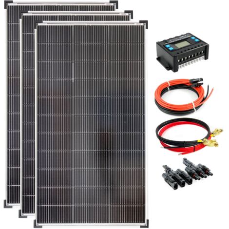 Komplettset 3x120 Watt Solarmodul 1070x585 30A Laderegler Kabel Stecker Solar Photovoltaik