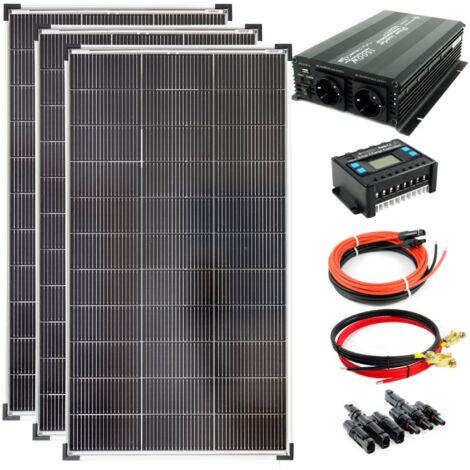 Komplettset 3x120 Watt Solarmodul 1070x585 NM1500 Watt Wandler 30A Laderegler Photovoltaik Inselanla