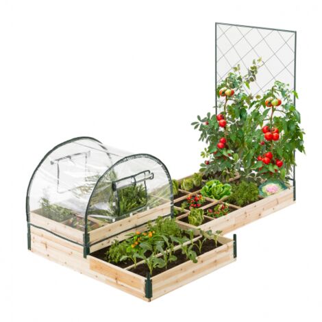Komplettset modulare Gemüsebeete 3 Behälter + Rankgitter + Hülle