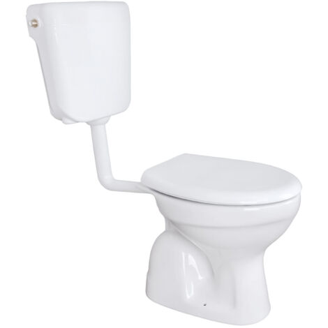 Komplettset Stand WC Abgang Boden Senkrecht Tiefspüler + Deckel + Spülkasten
