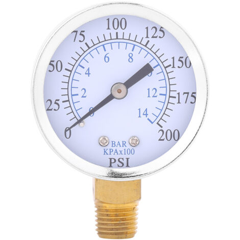 Kompressordruckmanometer 0-14 bar, 1/4"-NPT-Anschluss, Hydraulikdruck 0-200 PSI