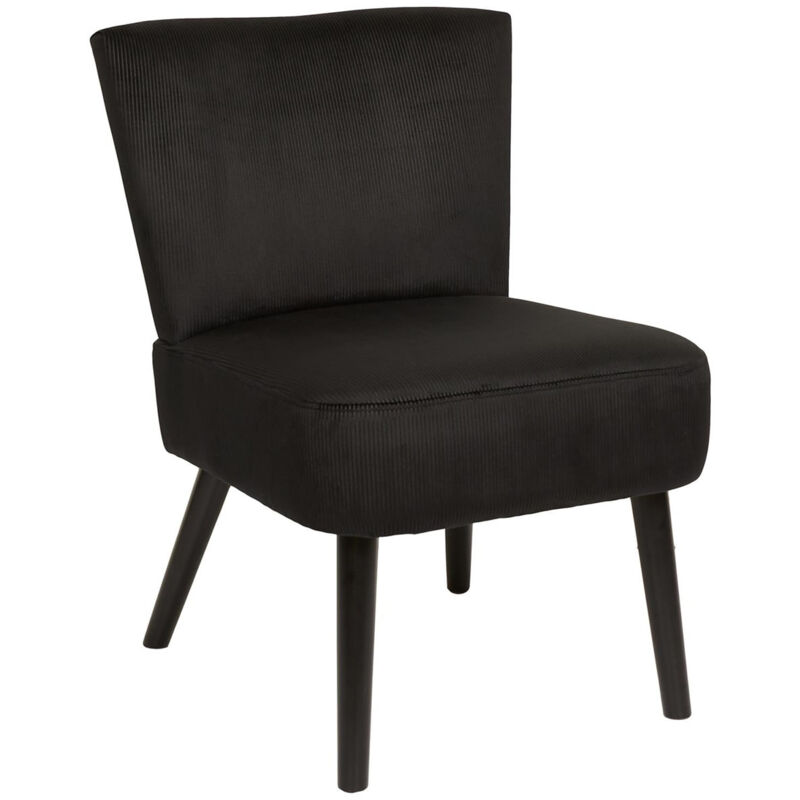 KONAE - Fauteuil Crapaud en Velours Côtelé Noir