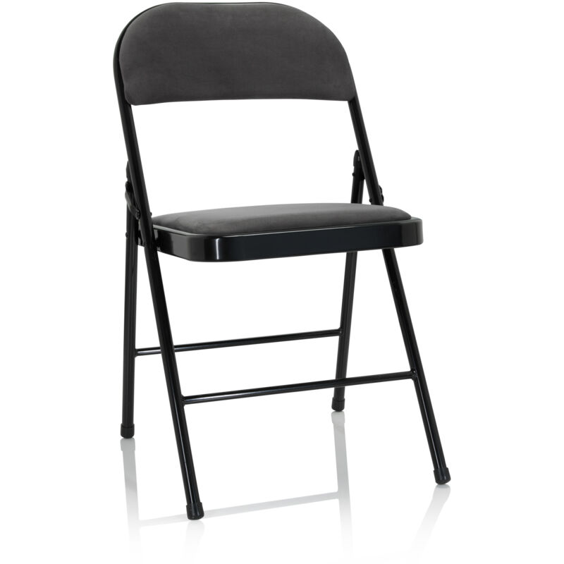 Konferenzstuhl / Besucherstuhl / Klappstuhl Tudela I Samt Dunkelgrau Hjh Office