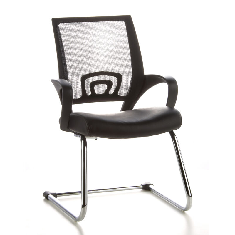 Konferenzstuhl / Freischwinger / Stuhl Visto Net V Netzstoff Schwarz Chrom Hjh Office
