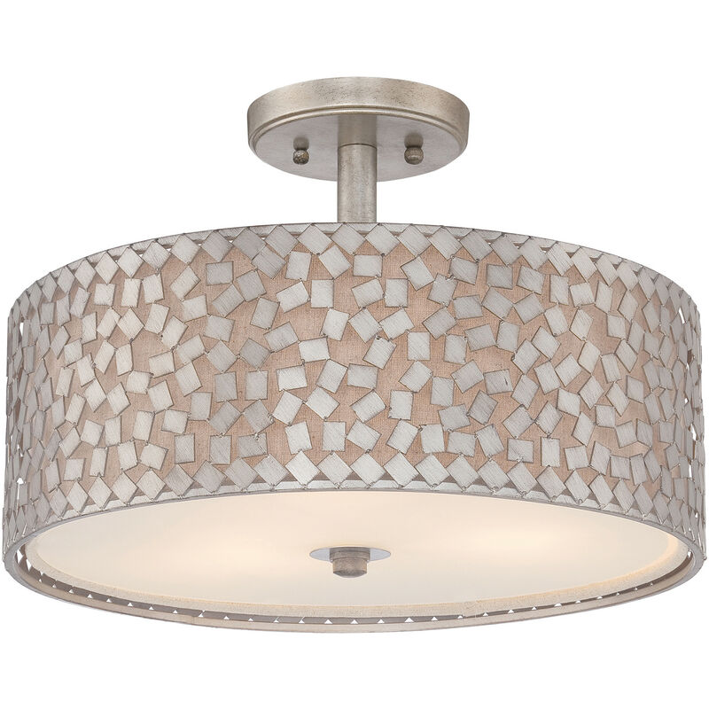 Elstead Confetti - 3 Light Semi Flush Deckenleuchte Old Silver, E27