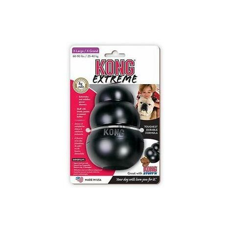 KONG - Extreme Dog Toy - Caoutchouc Naturel Robuste, Noir - Jouet à Mordre, Chasser et Rapporter - pour Chien Taille Moyenne (035585111148)