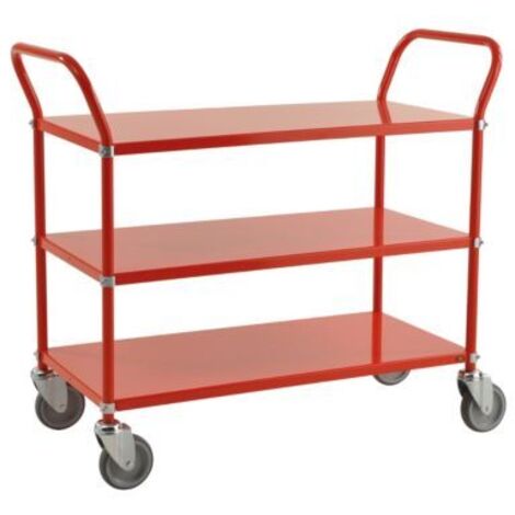 Kongamek Etagenwagen mit 3 Böden 900x440mm in Rot ohne Bremse