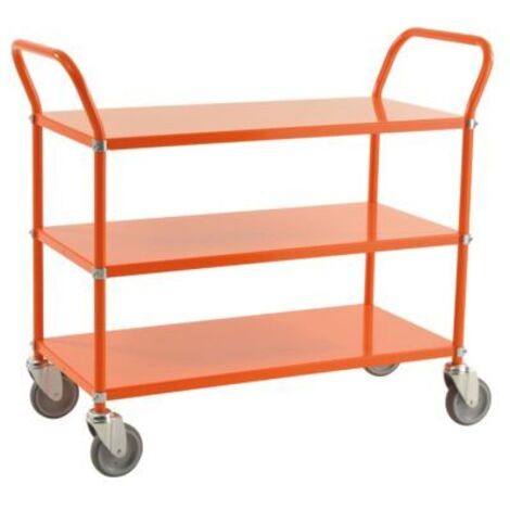 Kongamek Etagenwagen mit 3 Böden 900x440mm Orange mit Bremse