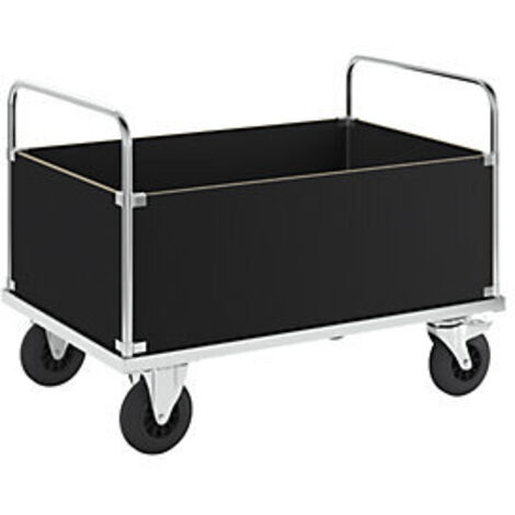 Kongamek Kastenwagen, verzinkt 1200x800x900mm mit Ladefläche und 4 Wänden aus MDF mit Gummibereifung mit Bremse