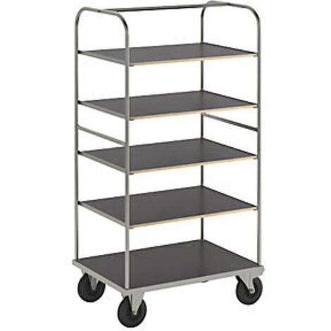 Kongamek Multi-Etagenwagen, verzinkt 1000x700x1800mm mit 5 Etagen, Gummibereifung und Bremse