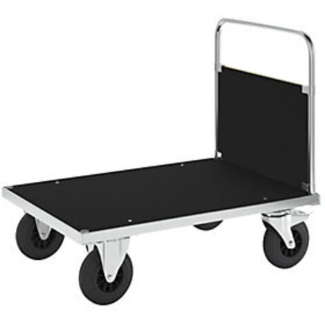 Kongamek Plattformwagen, verzinkt 1000x700x900mm mit MDF-Platte, geschlossenem Schiebegriff, Gummibereifung und Bremse