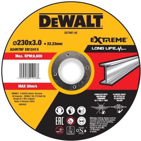 Konkave Trennscheibe für Metall, 230 x 3 x 22,23 mm  DeWalt DX7987-AE