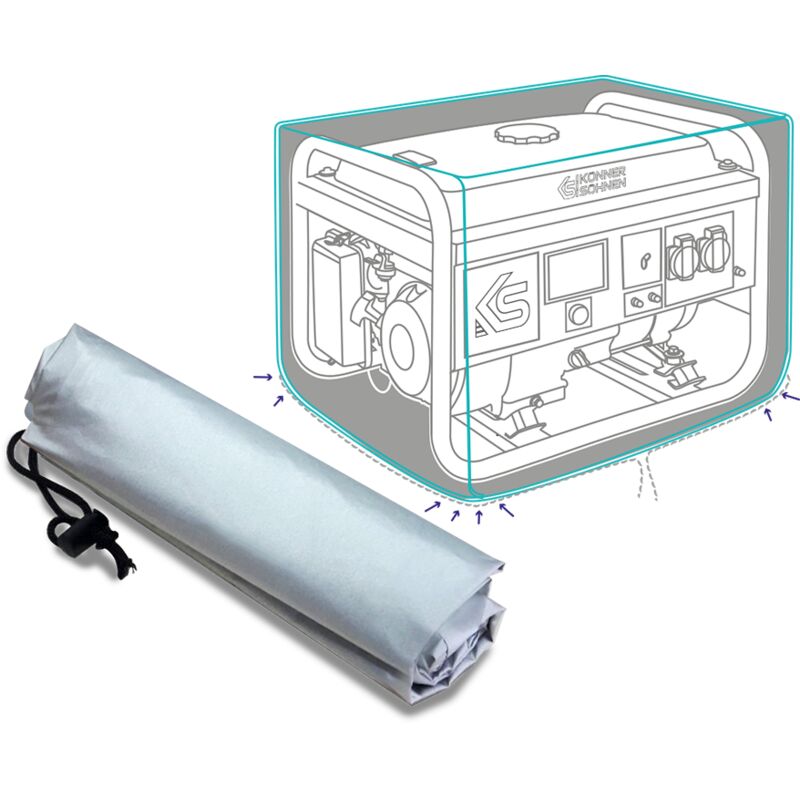 Könner & Söhnen – Housse de protection pour groupe électrogènes résistante aux intempéries – Protection UV et pluie – Dimensions 74x65x55 cm –
