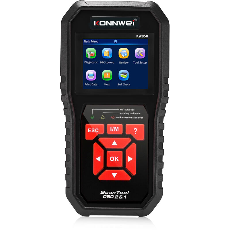 Konnwei KW850 obdii eobd lecteur de code de scanner de défaut d'ordinateur de voiture NT301 AL519, noir