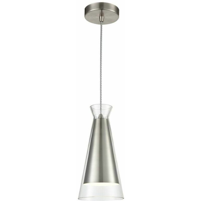 Konos satin nickel pendant light 1 bulb height 30 cm