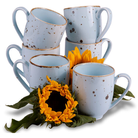KONSIMO ALUMINA Becher-Set 400ml 6 Personen 6-tlg Porzellan, hellblau