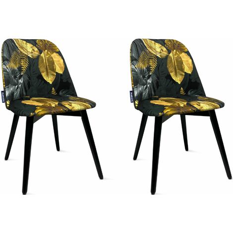 KONSIMO BAKERI Esszimmerstuhle (2-tlg), schwarz / gold