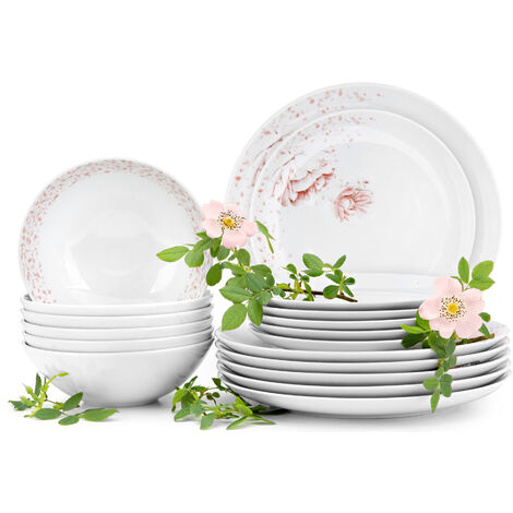 KONSIMO BOSS Tafelservice (18-tlg) Porzellan, Weiß/Rosa
