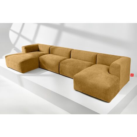 KONSIMO BUFFO 7/8 Sitzer Panorama-Ecksofa mit extrem weicher und bequemer Sitz, gelb