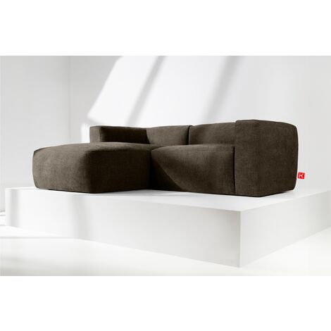 KONSIMO BUFFO Ecksofa Links 3/4 Sitzer mit extrem weicher und bequemer Sitz, Braun