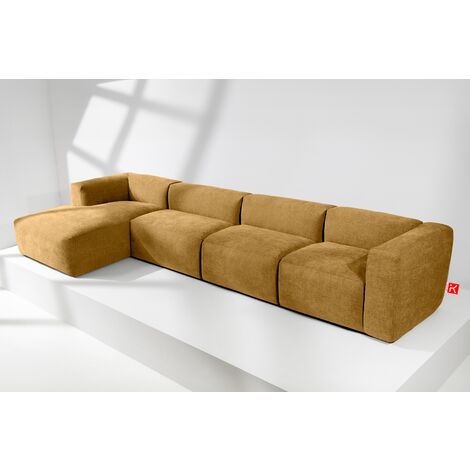 KONSIMO BUFFO Ecksofa Links 6-Sitzer mit extrem weicher und bequemer Sitz, gelb