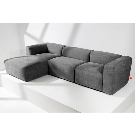 KONSIMO BUFFO Ecksofa Links mit extrem weicher und bequemer Sitz, grau