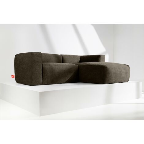 KONSIMO BUFFO Ecksofa Rechts 3/4 Sitzer mit extrem weicher und bequemer Sitz, braun