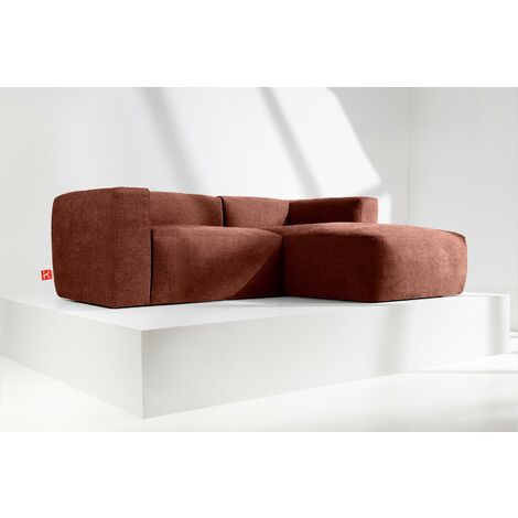 KONSIMO BUFFO Ecksofa Rechts 3/4 Sitzer mit extrem weicher und bequemer Sitz, orange
