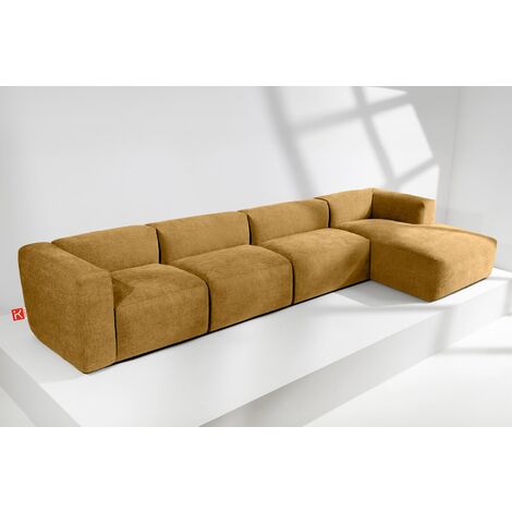 KONSIMO BUFFO Ecksofa Rechts 6-Sitzer mit extrem weicher und bequemer Sitz, gelb