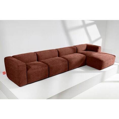KONSIMO BUFFO Ecksofa Rechts 6-Sitzer mit extrem weicher und bequemer Sitz, orange