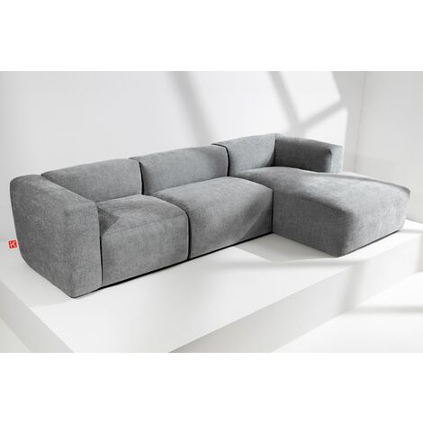 KONSIMO BUFFO Ecksofa Rechts mit extrem weicher und bequemer Sitz, hellgrau