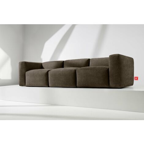KONSIMO BUFFO Sofa 3 Sitzer mit extrem weicher und bequemer Sitz, braun